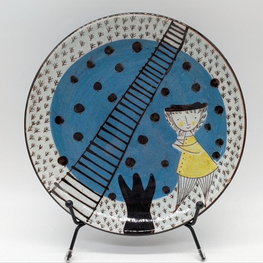 Luzern Handarbeit Blue Yellow Black White Whimsical Cartoon Decorative Plate